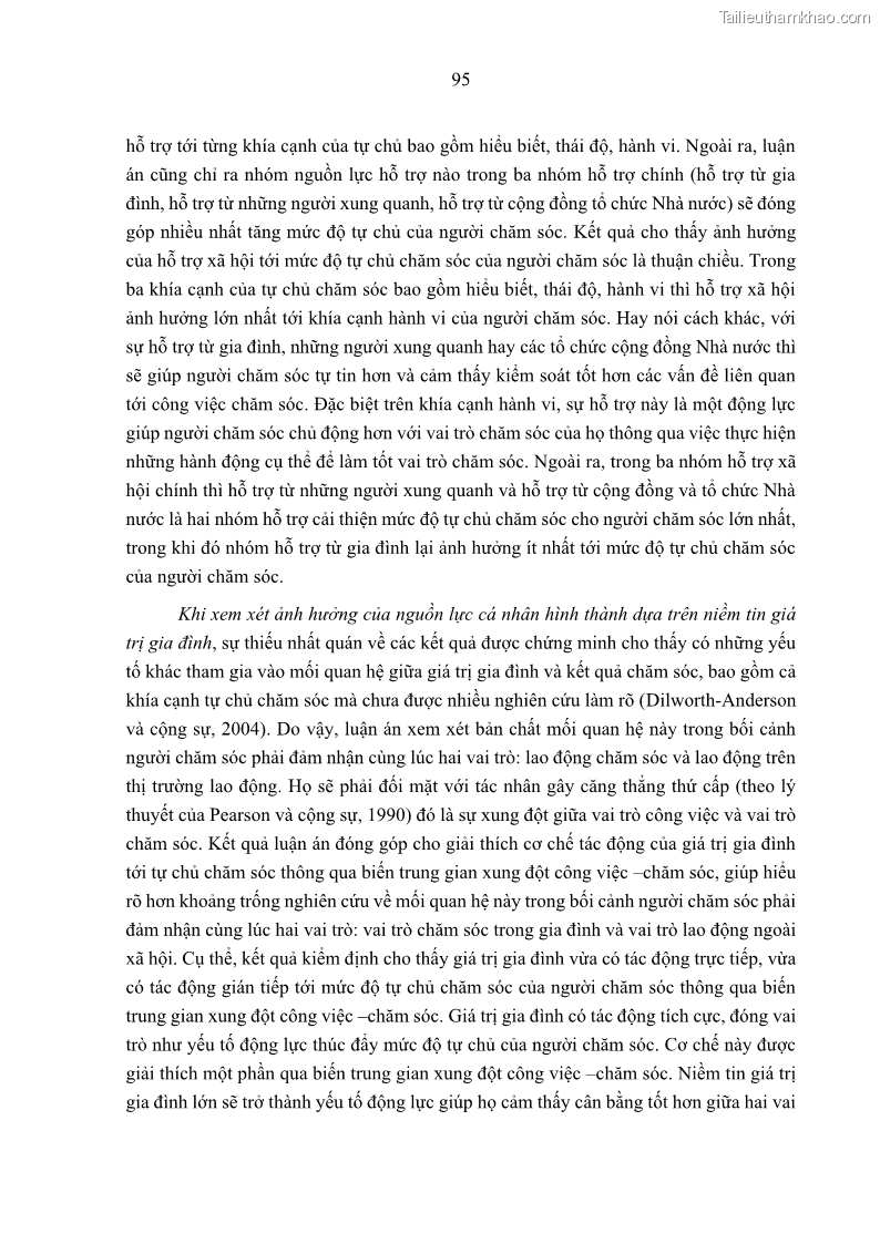 Luận án tiến sĩ kinh tế Ảnh hưởng của giá trị gia đình và hỗ trợ xã hội tới tự chủ chăm sóc người cao tuổi tại gia đình - 9 Trang 105