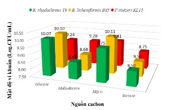 Hình 3 21 Ảnh hưởng của Cacbon đến sinh khối ba chủng vi khuẩn Hình 3 21 phụ 8