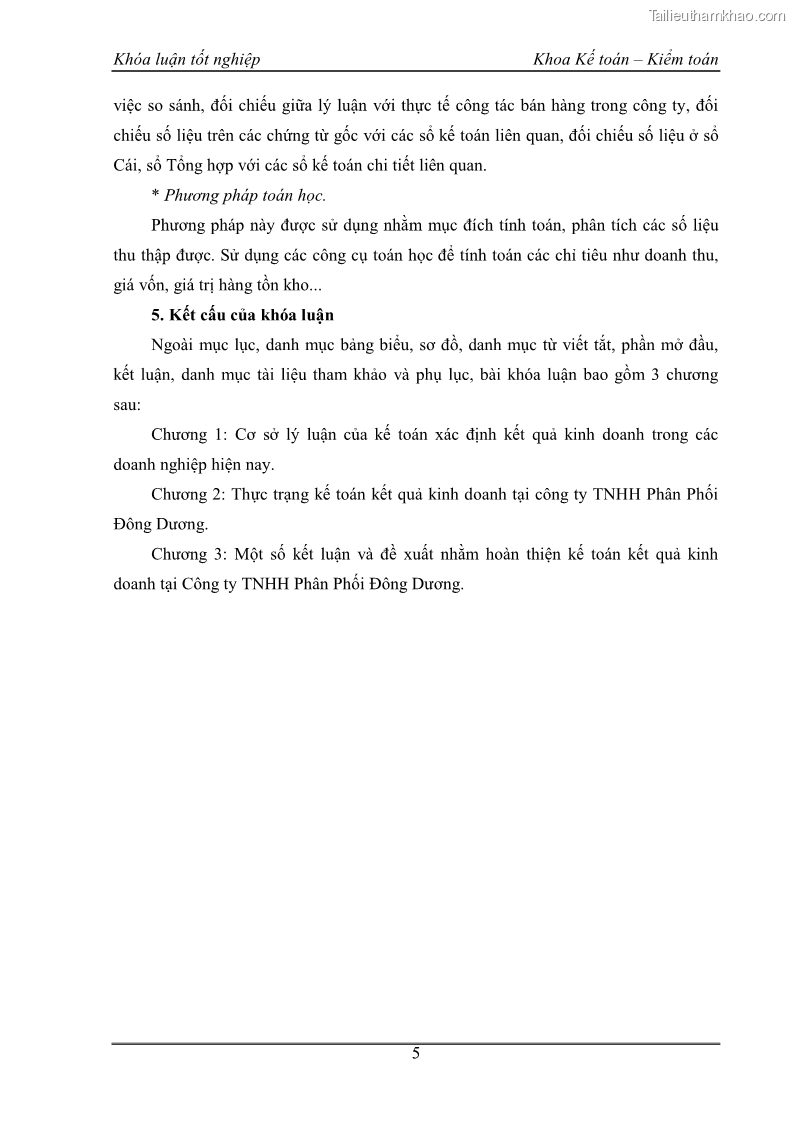 Khóa luận tốt nghiệp kế toán kiểm toán Kế toán kết quả kinh doanh tại Công ty TNHH phân phối Đông Dương - 1 Trang 10