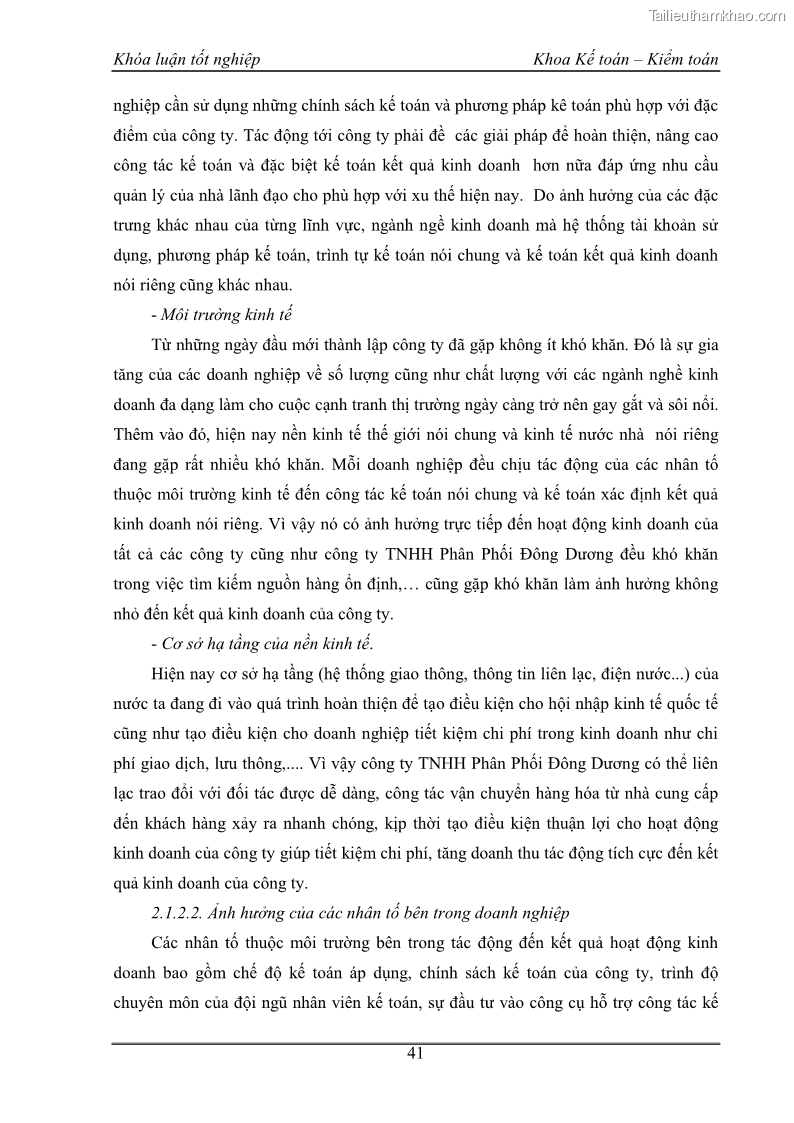 Khóa luận tốt nghiệp kế toán kiểm toán Kế toán kết quả kinh doanh tại Công ty TNHH phân phối Đông Dương - 4 Trang 46