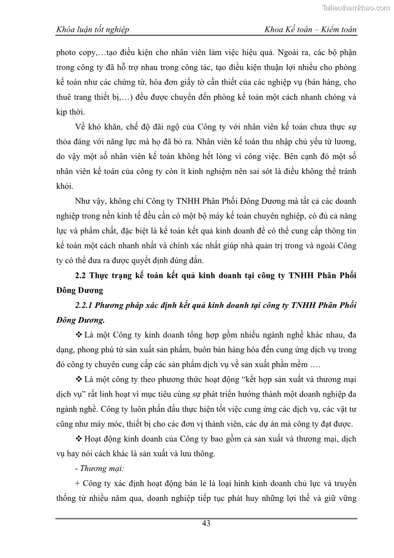 Khóa luận tốt nghiệp kế toán kiểm toán Kế toán kết quả kinh doanh tại Công ty TNHH phân phối Đông Dương - 4 Trang 48