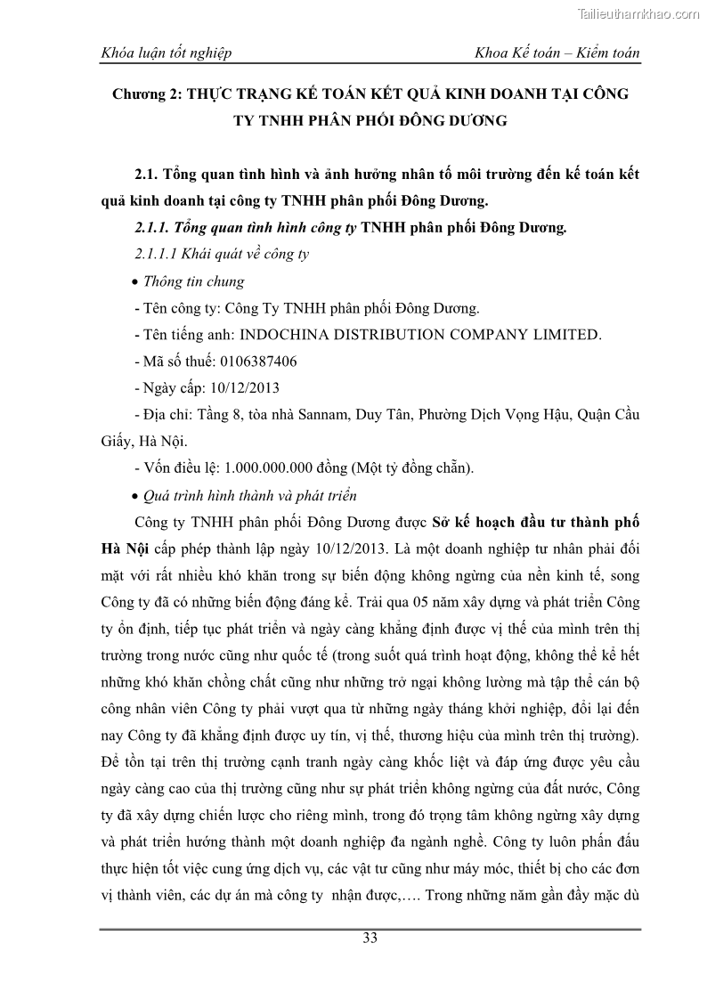 Khóa luận tốt nghiệp kế toán kiểm toán Kế toán kết quả kinh doanh tại Công ty TNHH phân phối Đông Dương - 4 Trang 38