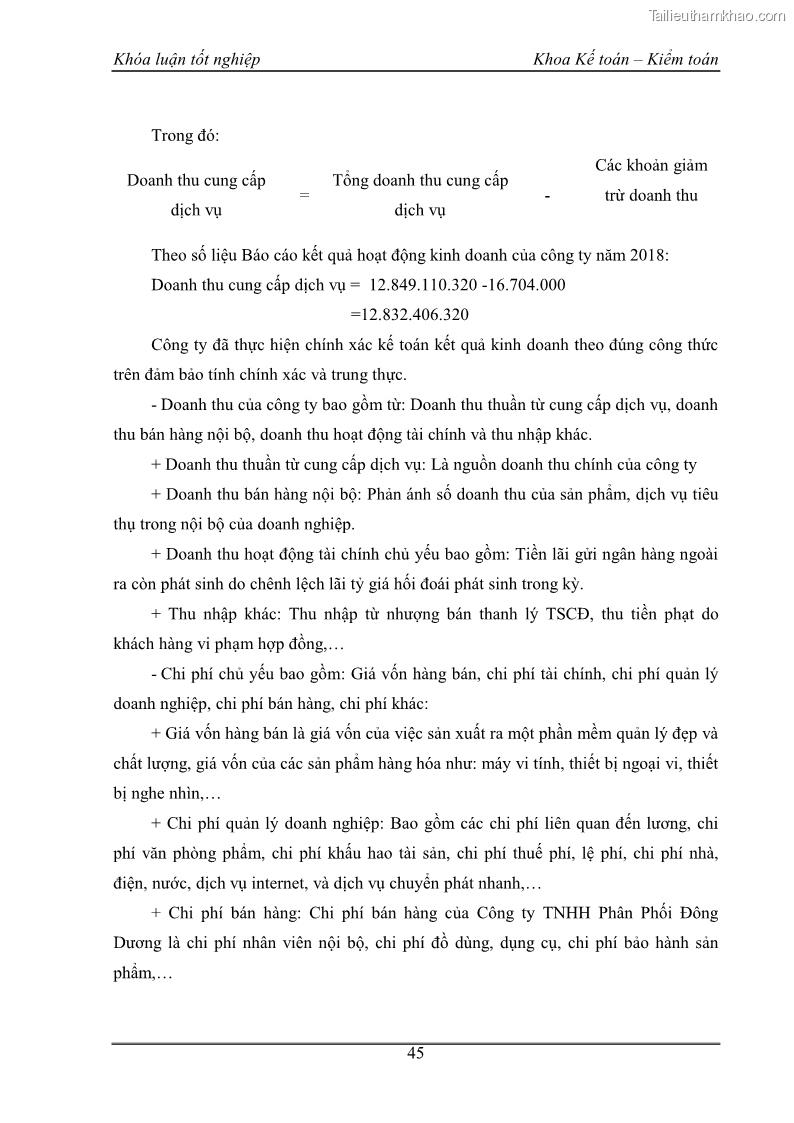 Khóa luận tốt nghiệp kế toán kiểm toán Kế toán kết quả kinh doanh tại Công ty TNHH phân phối Đông Dương - 5 Trang 50