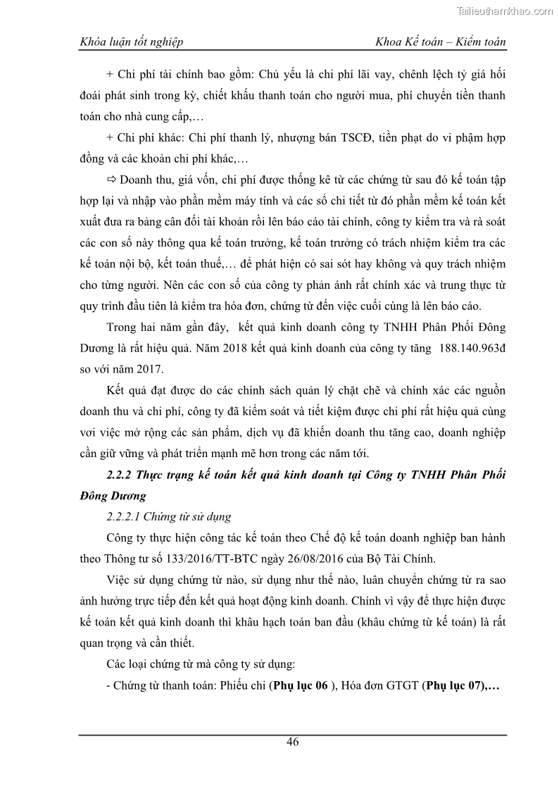 Khóa luận tốt nghiệp kế toán kiểm toán Kế toán kết quả kinh doanh tại Công ty TNHH phân phối Đông Dương - 5 Trang 51