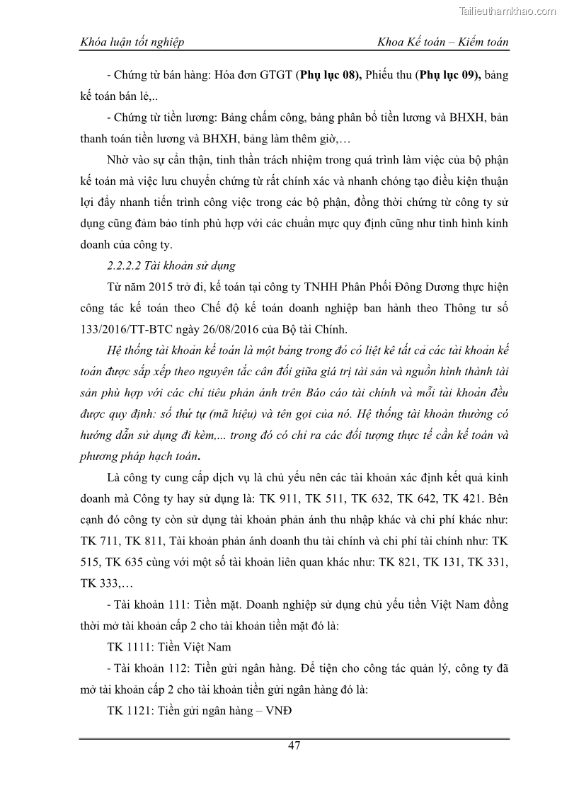 Khóa luận tốt nghiệp kế toán kiểm toán Kế toán kết quả kinh doanh tại Công ty TNHH phân phối Đông Dương - 5 Trang 52