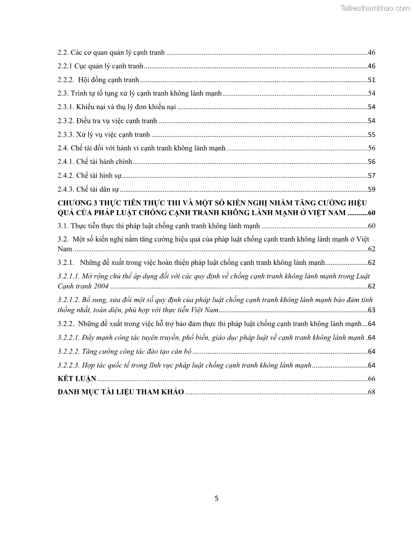 Khóa luận tốt nghiệp luật kinh doanh Pháp luật về chống cạnh tranh không lành mạnh - 1 Trang 5