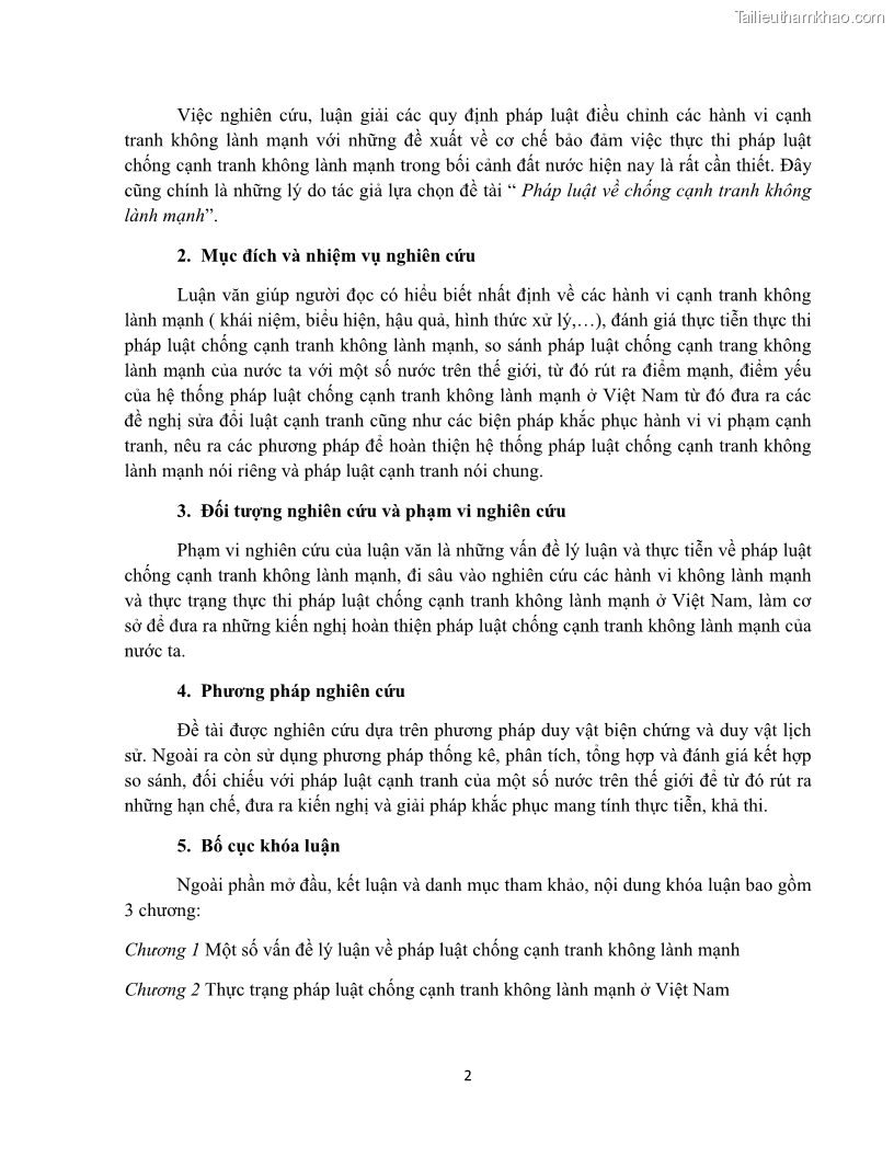Khóa luận tốt nghiệp luật kinh doanh Pháp luật về chống cạnh tranh không lành mạnh - 1 Trang 7
