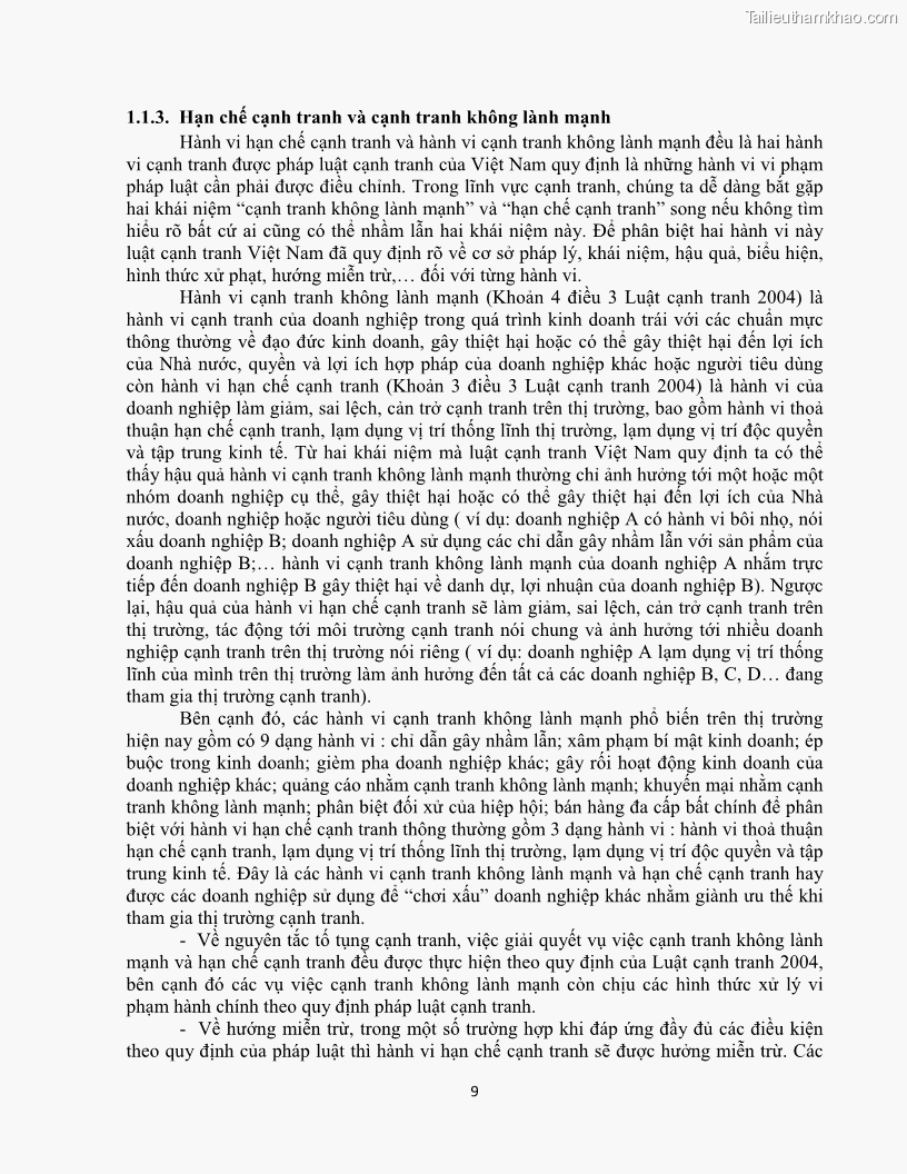 Khóa luận tốt nghiệp luật kinh doanh Pháp luật về chống cạnh tranh không lành mạnh - 2 Trang 14