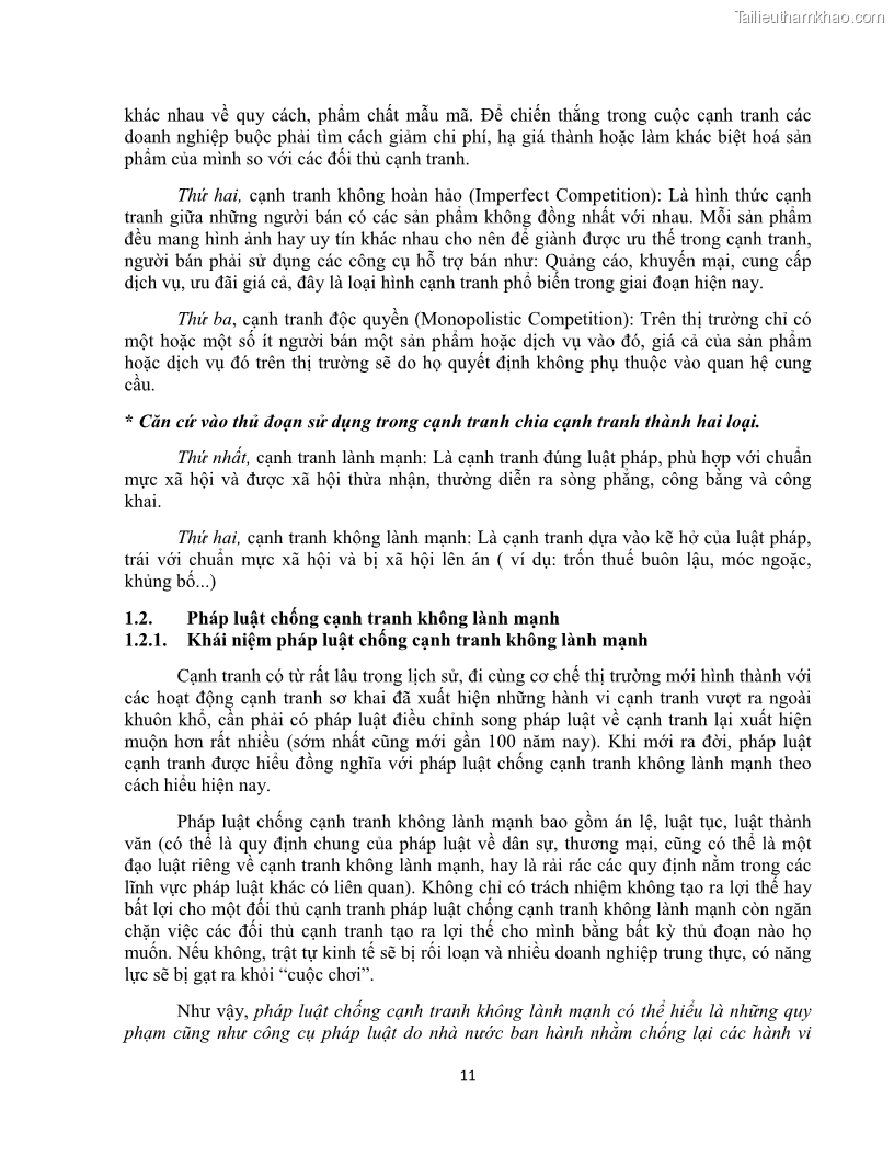 Khóa luận tốt nghiệp luật kinh doanh Pháp luật về chống cạnh tranh không lành mạnh - 2 Trang 16
