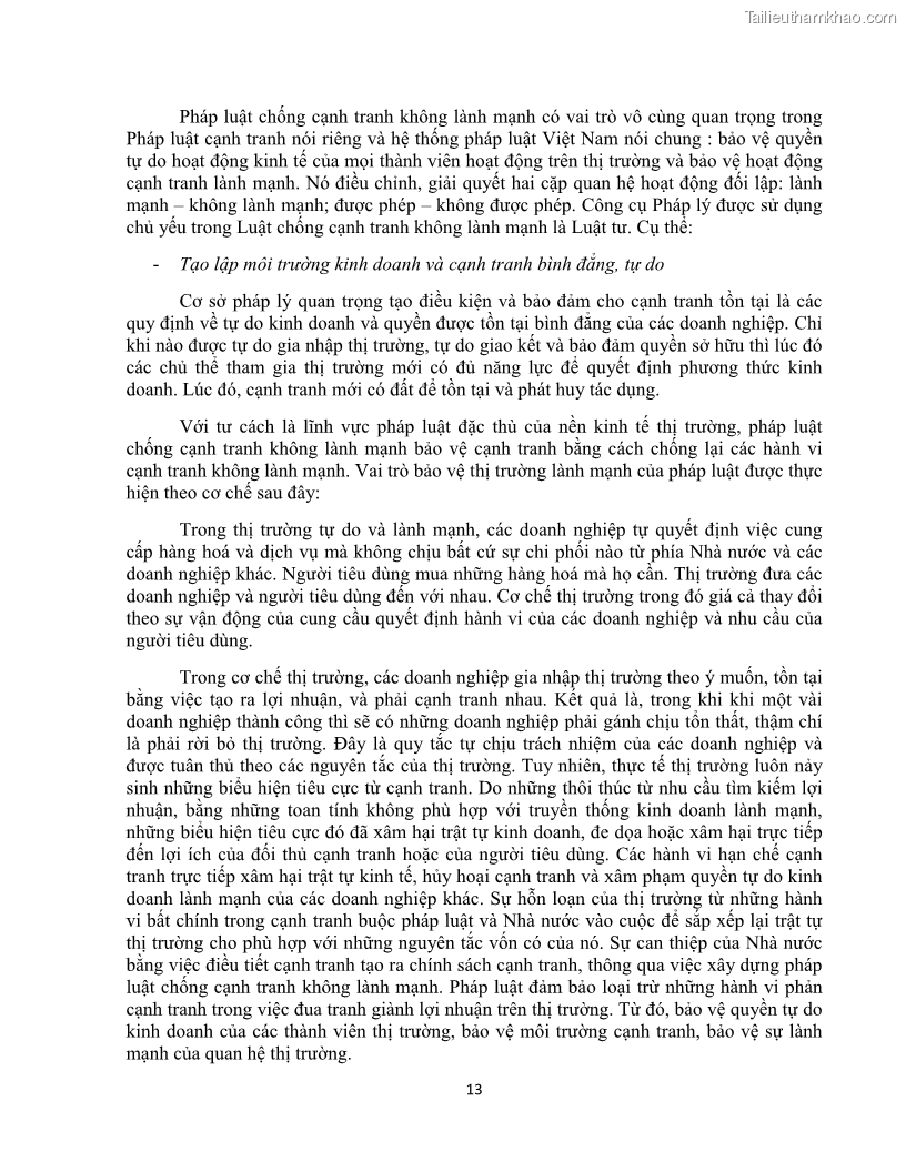 Khóa luận tốt nghiệp luật kinh doanh Pháp luật về chống cạnh tranh không lành mạnh - 2 Trang 18