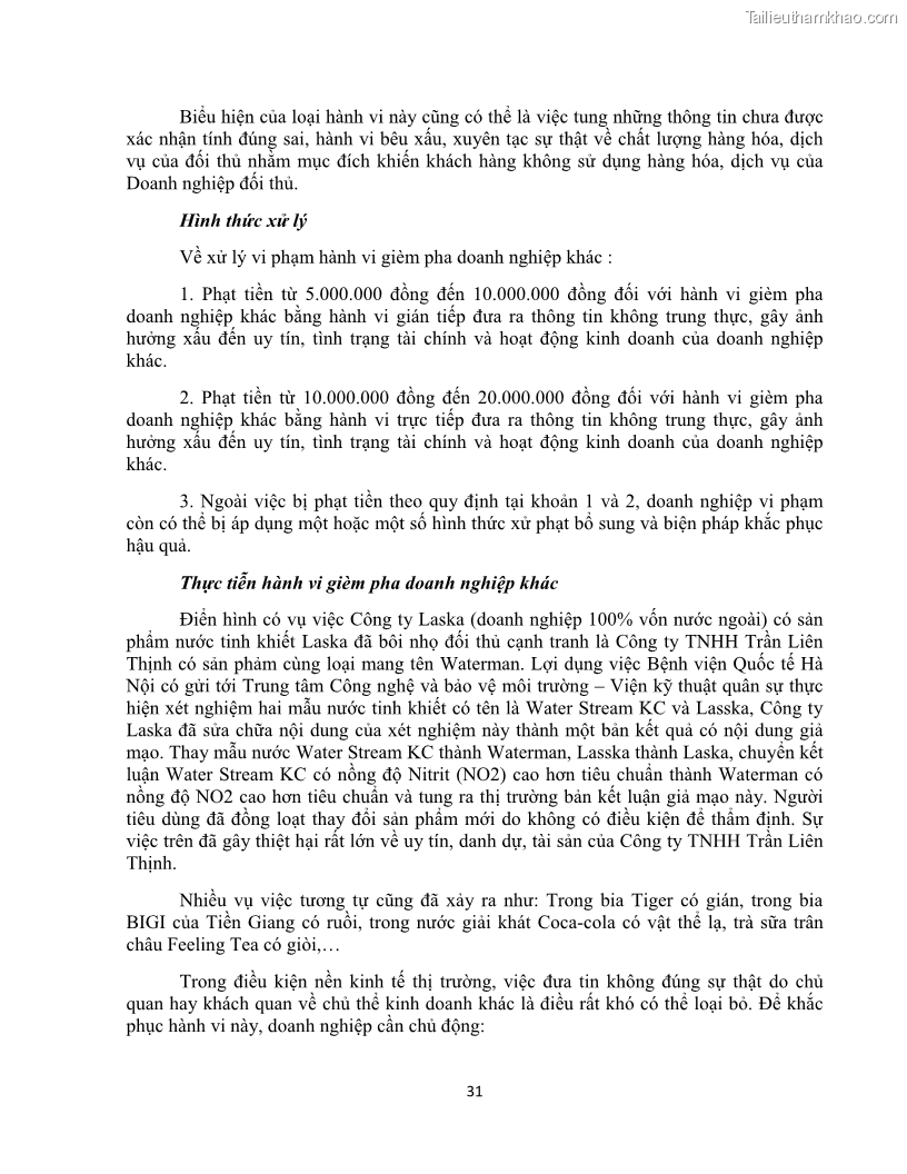 Khóa luận tốt nghiệp luật kinh doanh Pháp luật về chống cạnh tranh không lành mạnh - 3 Trang 36