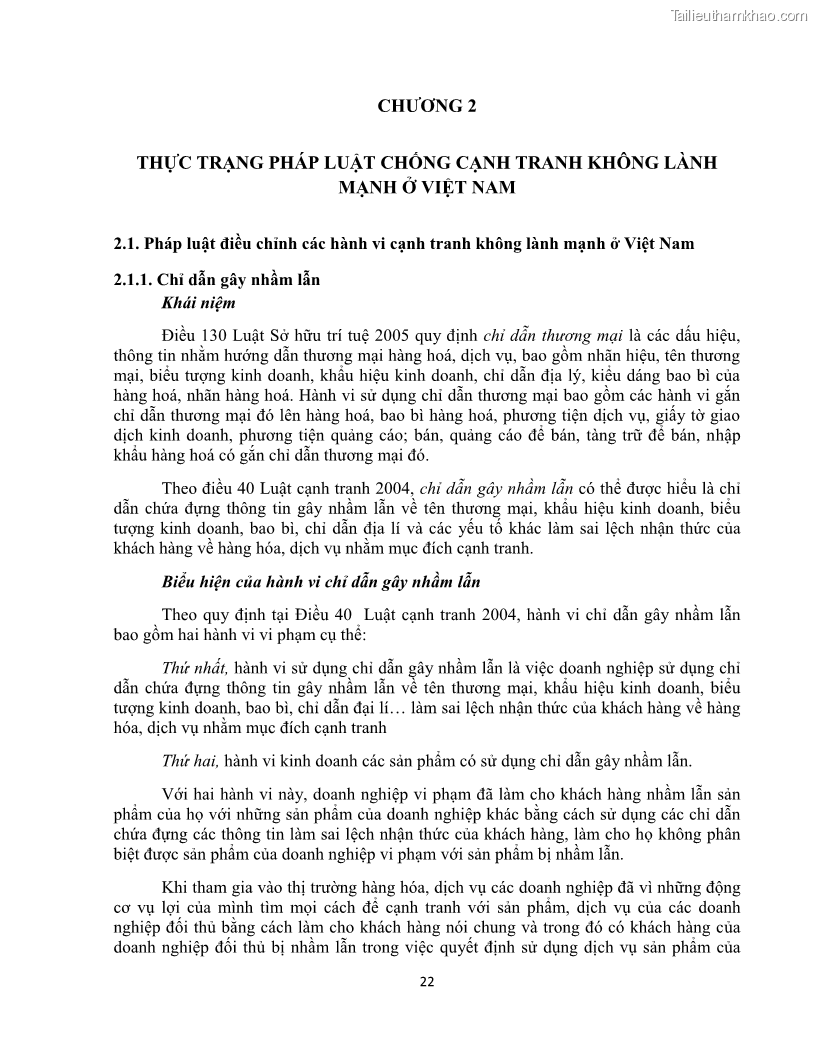 Khóa luận tốt nghiệp luật kinh doanh Pháp luật về chống cạnh tranh không lành mạnh - 3 Trang 27