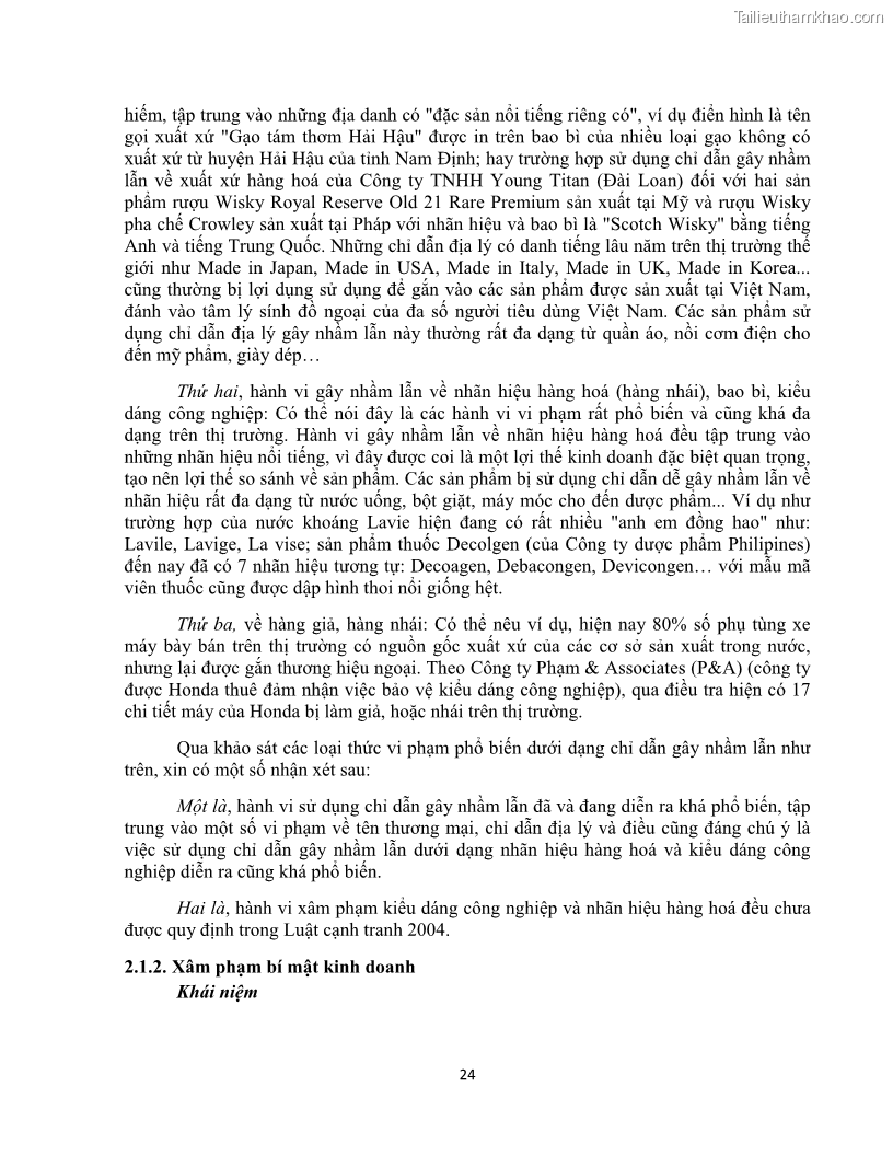Khóa luận tốt nghiệp luật kinh doanh Pháp luật về chống cạnh tranh không lành mạnh - 3 Trang 29