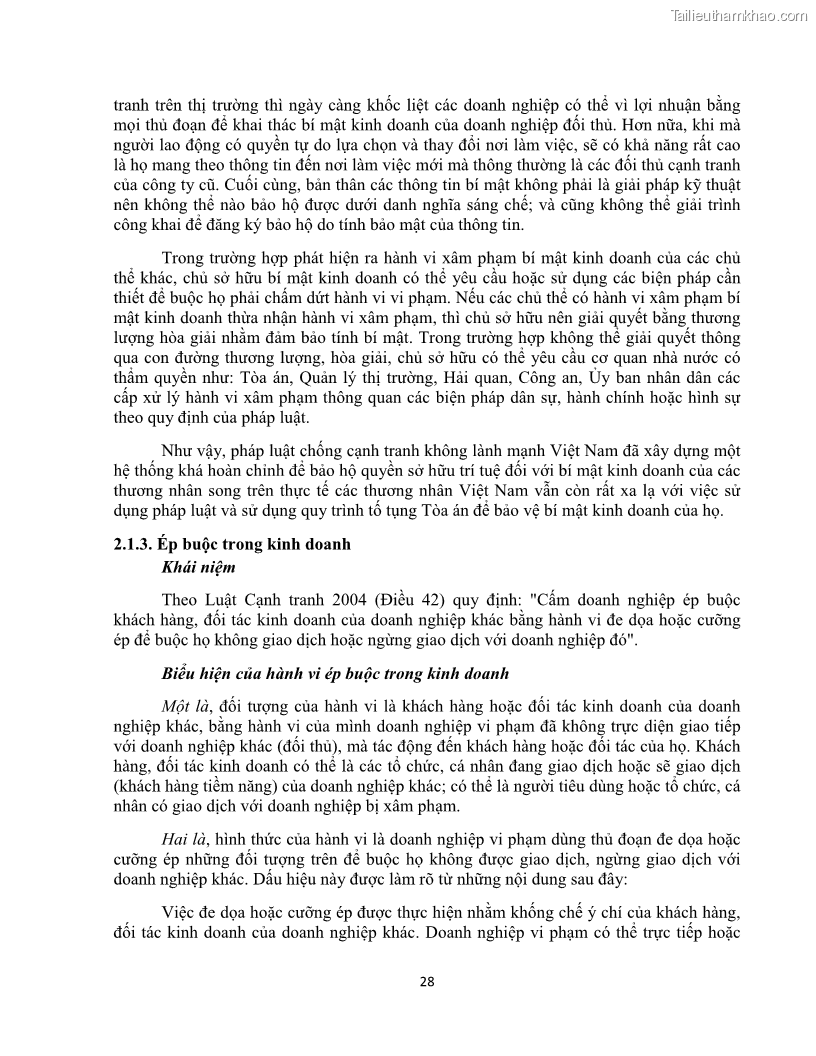 Khóa luận tốt nghiệp luật kinh doanh Pháp luật về chống cạnh tranh không lành mạnh - 3 Trang 33