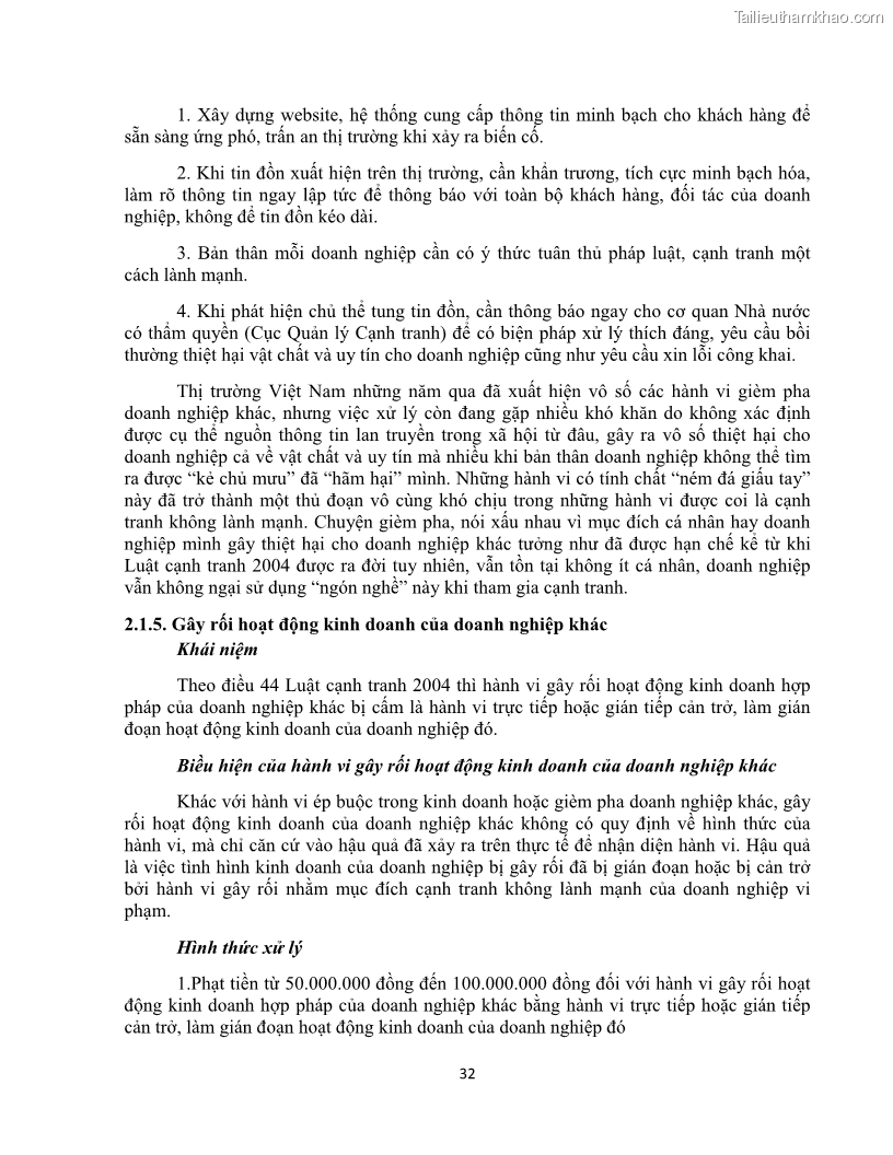 Khóa luận tốt nghiệp luật kinh doanh Pháp luật về chống cạnh tranh không lành mạnh - 4 Trang 37
