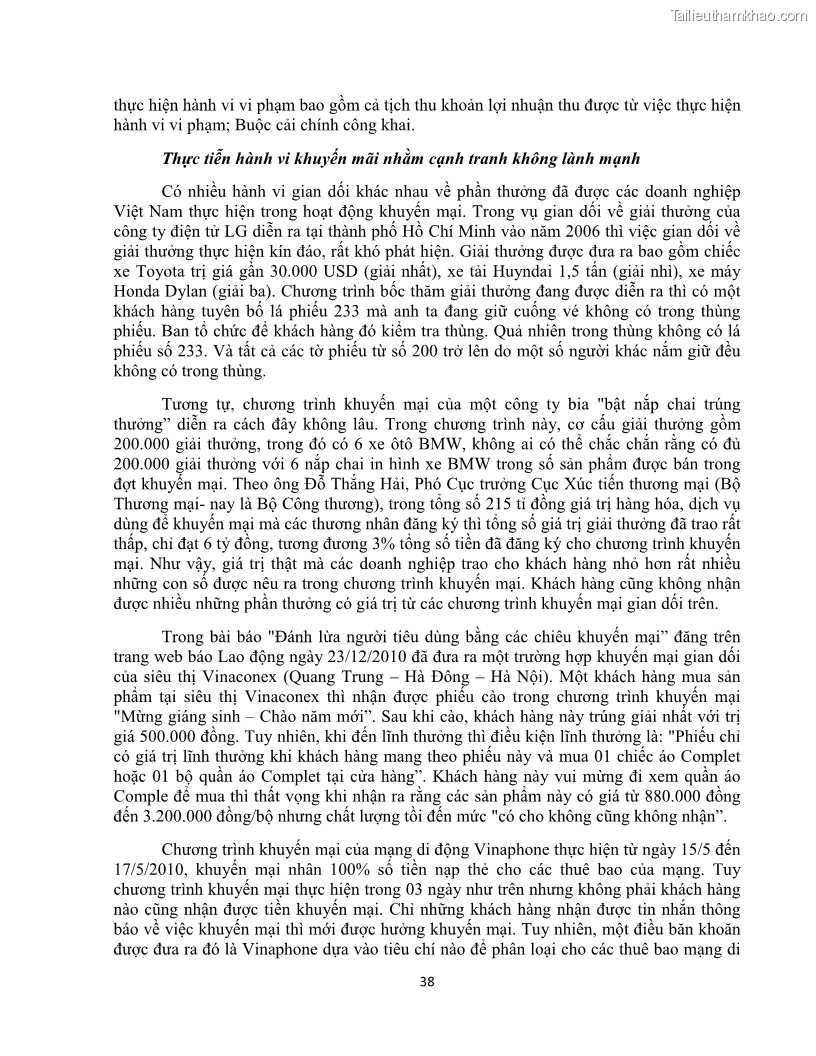 Khóa luận tốt nghiệp luật kinh doanh Pháp luật về chống cạnh tranh không lành mạnh - 4 Trang 43