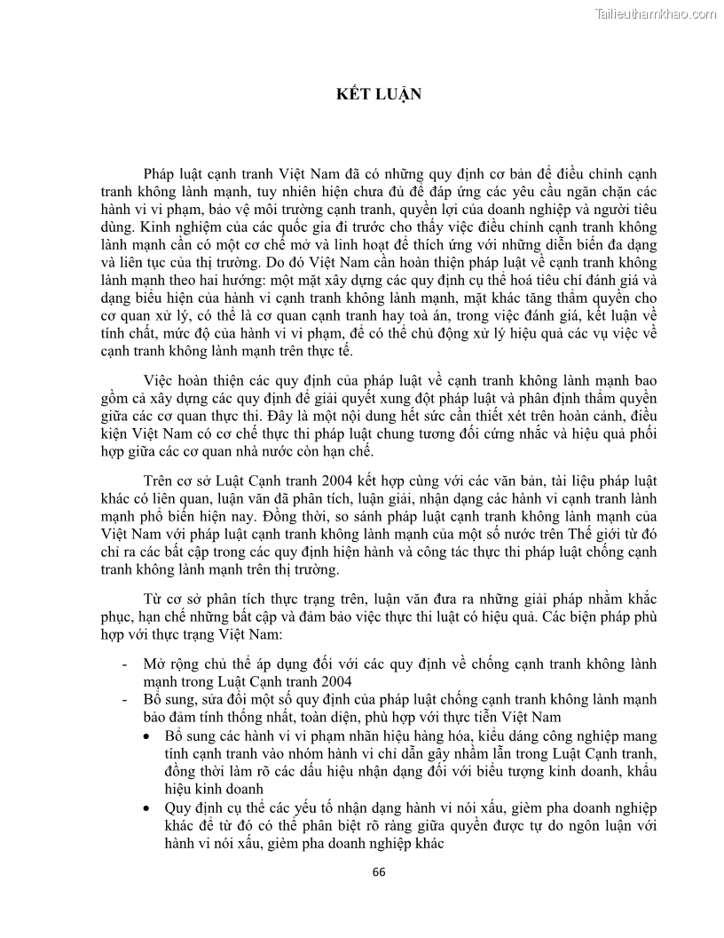 Khóa luận tốt nghiệp luật kinh doanh Pháp luật về chống cạnh tranh không lành mạnh - 6 Trang 71