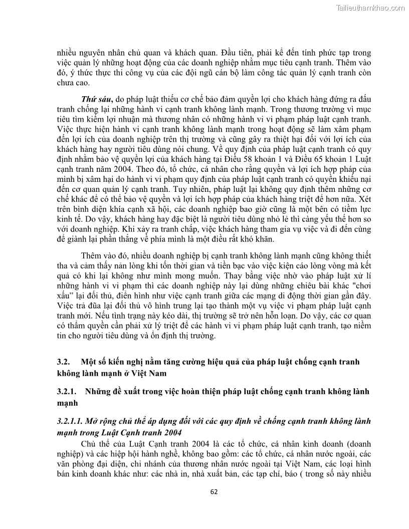 Khóa luận tốt nghiệp luật kinh doanh Pháp luật về chống cạnh tranh không lành mạnh - 6 Trang 67