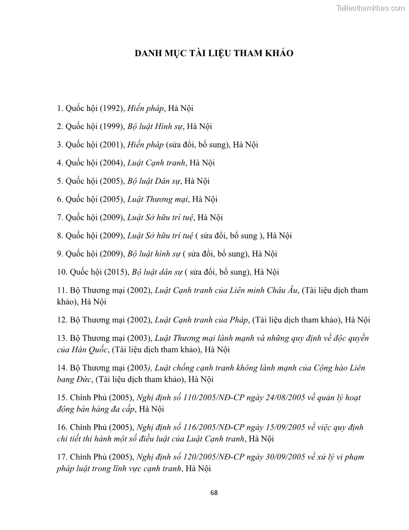 Khóa luận tốt nghiệp luật kinh doanh Pháp luật về chống cạnh tranh không lành mạnh - 7 Trang 73