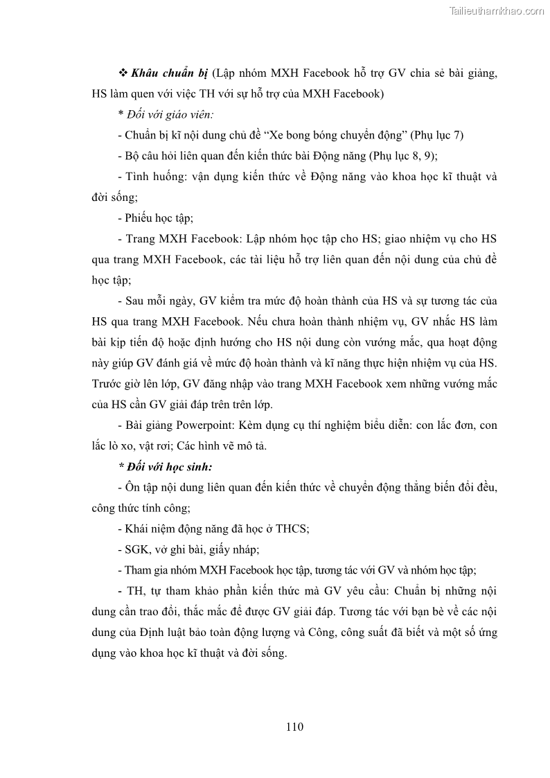 Luận án tiến sĩ Bồi dưỡng năng lực tự học của học sinh trong dạy học một số kiến thức Cơ học và Điện từ học Vật lí THPT với sự hỗ trợ của mạng xã hội Facebook - 11 Trang 125