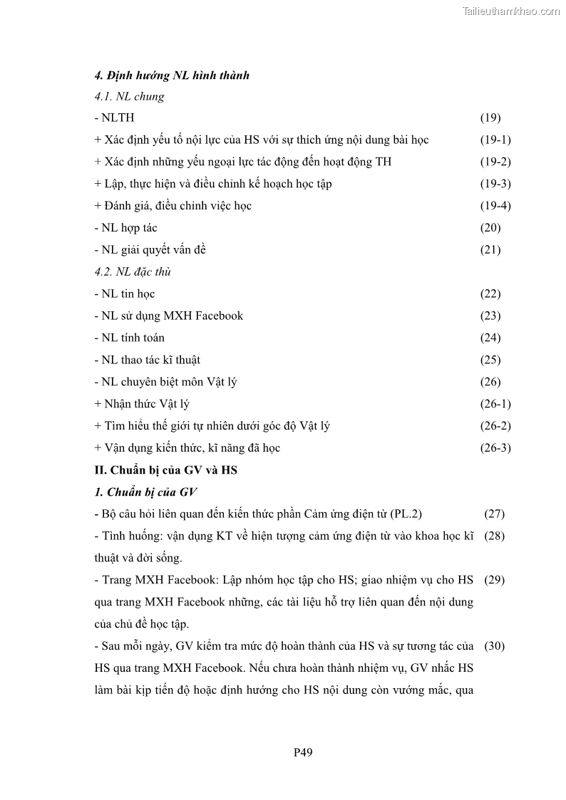 Luận án tiến sĩ Bồi dưỡng năng lực tự học của học sinh trong dạy học một số kiến thức Cơ học và Điện từ học Vật lí THPT với sự hỗ trợ của mạng xã hội Facebook - 19 Trang 225
