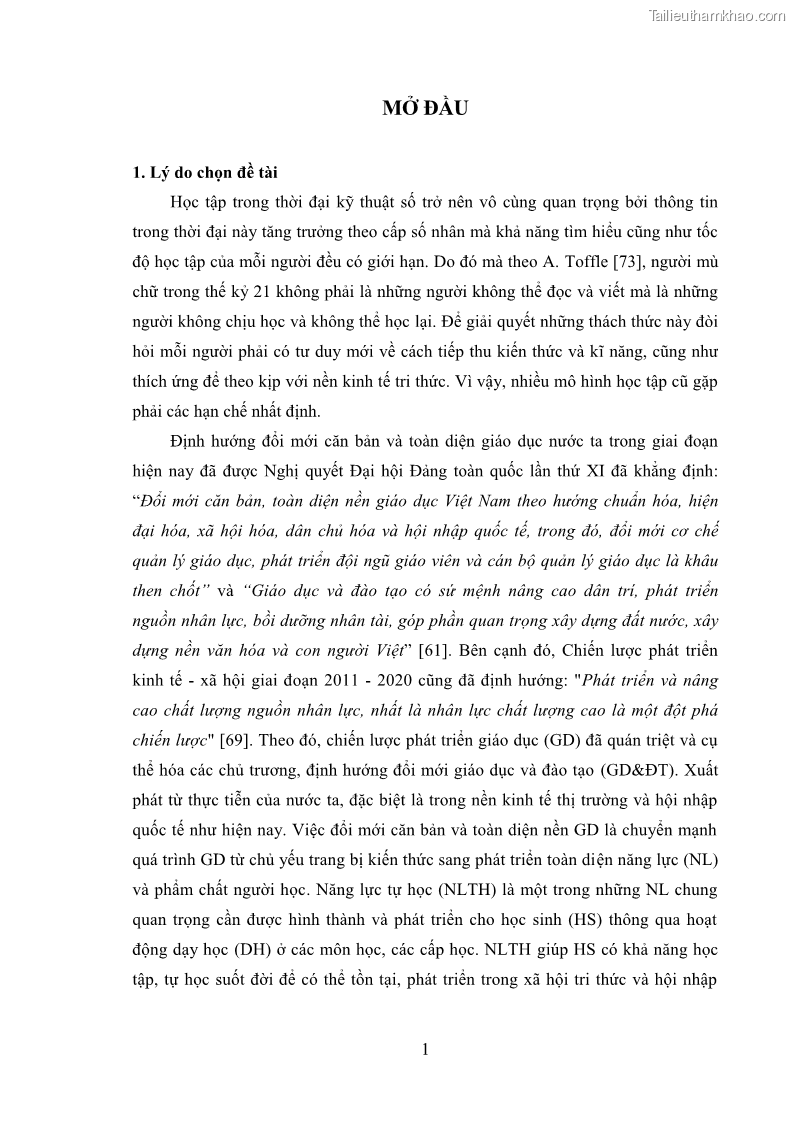 Luận án tiến sĩ Bồi dưỡng năng lực tự học của học sinh trong dạy học một số kiến thức Cơ học và Điện từ học Vật lí THPT với sự hỗ trợ của mạng xã hội Facebook - 2 Trang 16