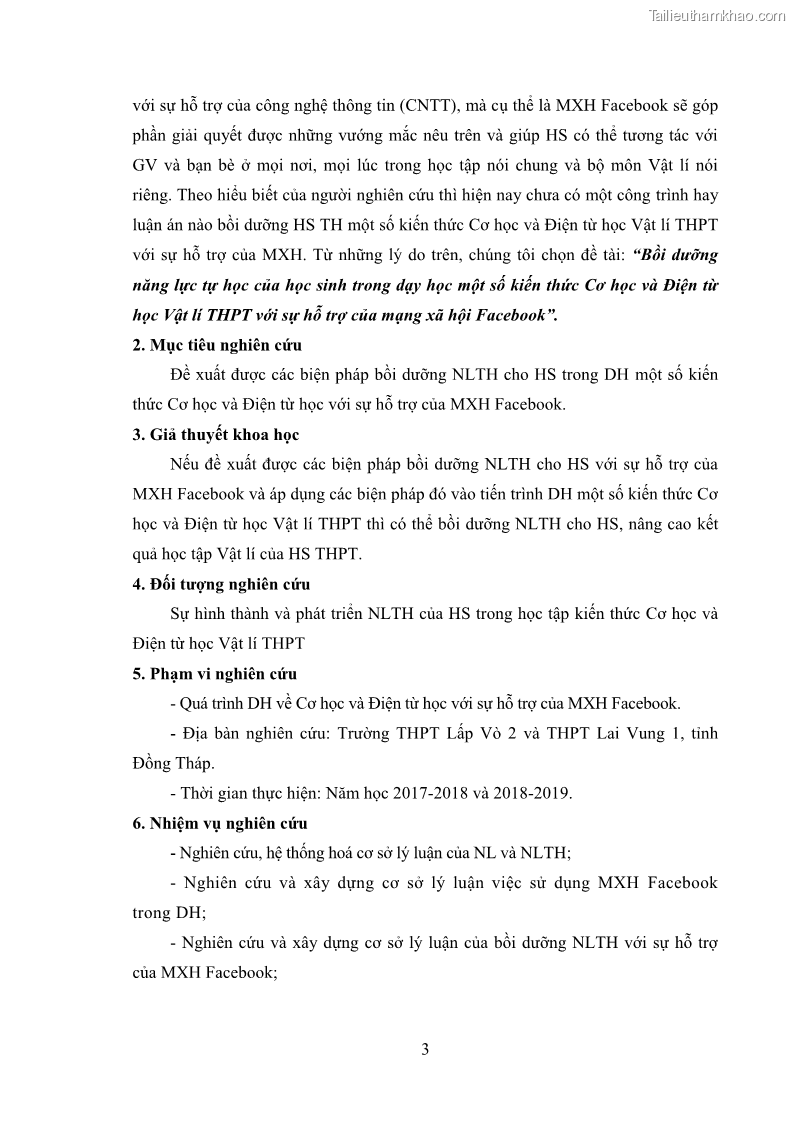 Luận án tiến sĩ Bồi dưỡng năng lực tự học của học sinh trong dạy học một số kiến thức Cơ học và Điện từ học Vật lí THPT với sự hỗ trợ của mạng xã hội Facebook - 2 Trang 18