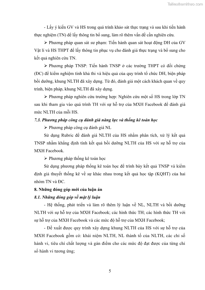 Luận án tiến sĩ Bồi dưỡng năng lực tự học của học sinh trong dạy học một số kiến thức Cơ học và Điện từ học Vật lí THPT với sự hỗ trợ của mạng xã hội Facebook - 2 Trang 20