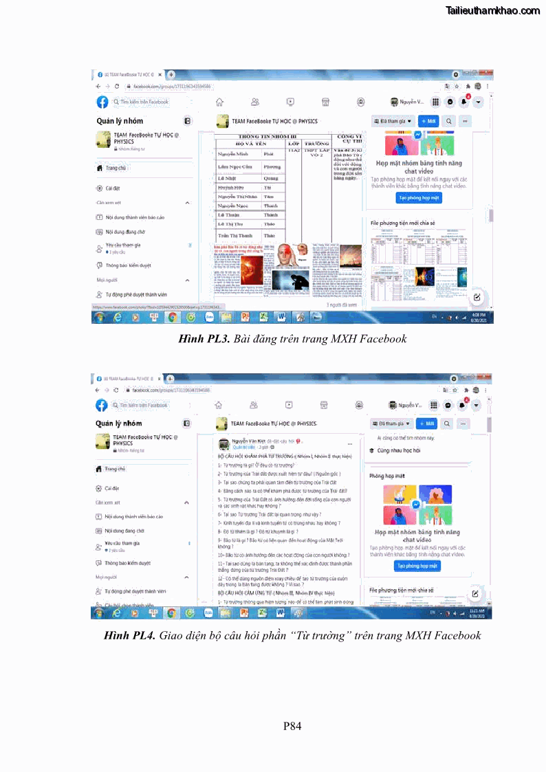 Luận án tiến sĩ Bồi dưỡng năng lực tự học của học sinh trong dạy học một số kiến thức Cơ học và Điện từ học Vật lí THPT với sự hỗ trợ của mạng xã hội Facebook - 22 Trang 260