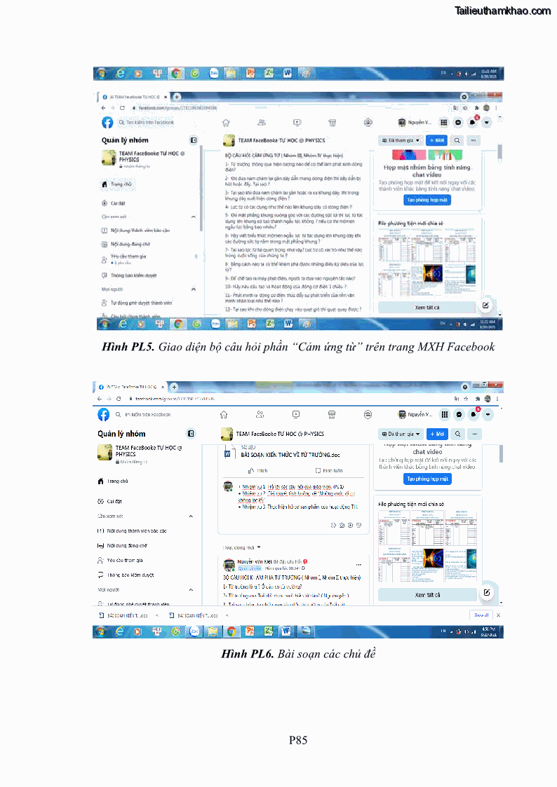 Luận án tiến sĩ Bồi dưỡng năng lực tự học của học sinh trong dạy học một số kiến thức Cơ học và Điện từ học Vật lí THPT với sự hỗ trợ của mạng xã hội Facebook - 22 Trang 261