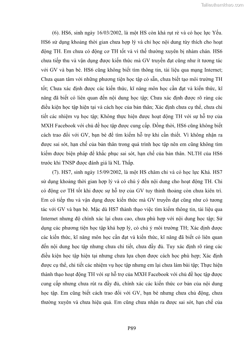 Luận án tiến sĩ Bồi dưỡng năng lực tự học của học sinh trong dạy học một số kiến thức Cơ học và Điện từ học Vật lí THPT với sự hỗ trợ của mạng xã hội Facebook - 23 Trang 265