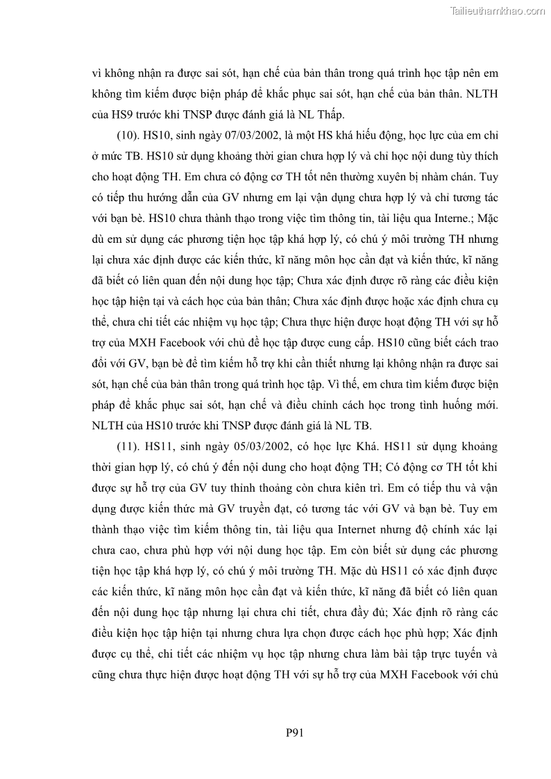 Luận án tiến sĩ Bồi dưỡng năng lực tự học của học sinh trong dạy học một số kiến thức Cơ học và Điện từ học Vật lí THPT với sự hỗ trợ của mạng xã hội Facebook - 23 Trang 267