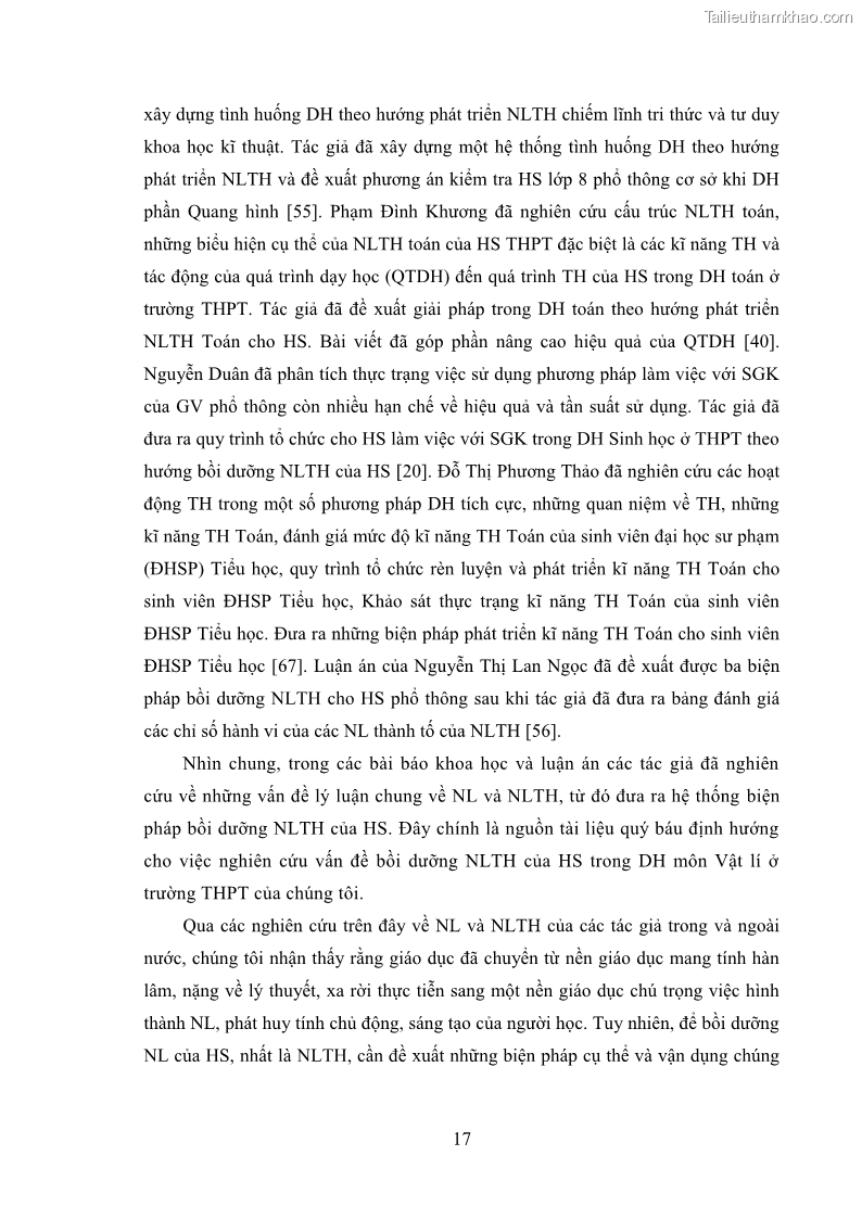 Luận án tiến sĩ Bồi dưỡng năng lực tự học của học sinh trong dạy học một số kiến thức Cơ học và Điện từ học Vật lí THPT với sự hỗ trợ của mạng xã hội Facebook - 3 Trang 32