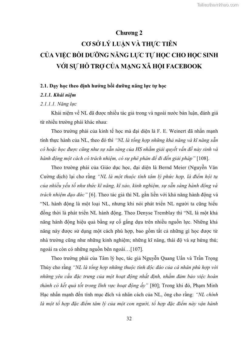 Luận án tiến sĩ Bồi dưỡng năng lực tự học của học sinh trong dạy học một số kiến thức Cơ học và Điện từ học Vật lí THPT với sự hỗ trợ của mạng xã hội Facebook - 4 Trang 47