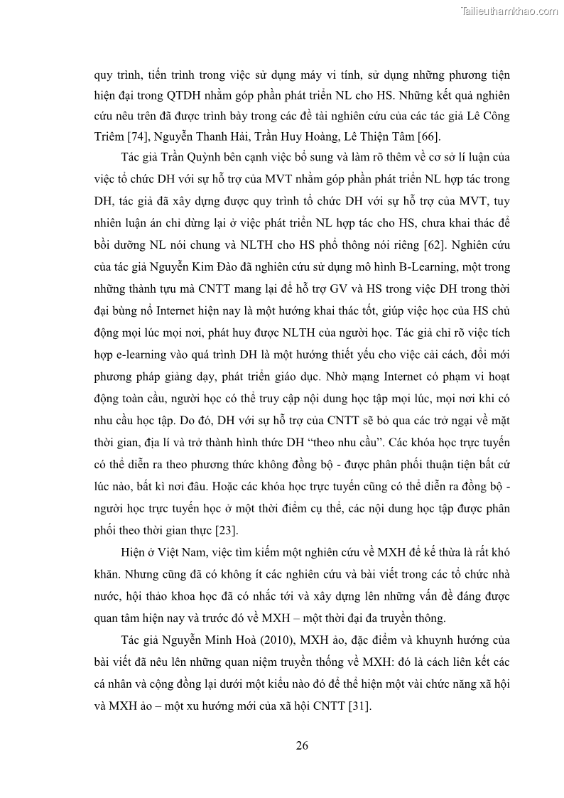 Luận án tiến sĩ Bồi dưỡng năng lực tự học của học sinh trong dạy học một số kiến thức Cơ học và Điện từ học Vật lí THPT với sự hỗ trợ của mạng xã hội Facebook - 4 Trang 41