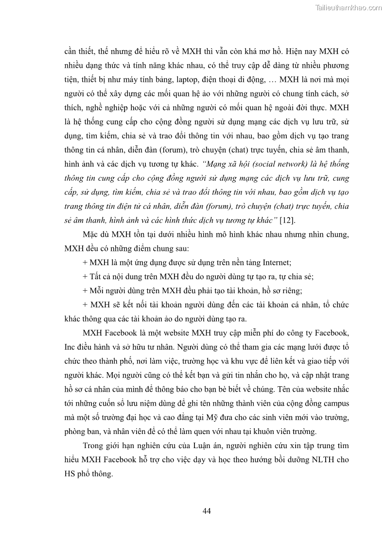 Luận án tiến sĩ Bồi dưỡng năng lực tự học của học sinh trong dạy học một số kiến thức Cơ học và Điện từ học Vật lí THPT với sự hỗ trợ của mạng xã hội Facebook - 5 Trang 59