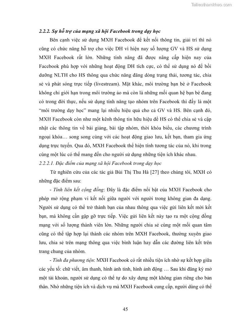 Luận án tiến sĩ Bồi dưỡng năng lực tự học của học sinh trong dạy học một số kiến thức Cơ học và Điện từ học Vật lí THPT với sự hỗ trợ của mạng xã hội Facebook - 5 Trang 60