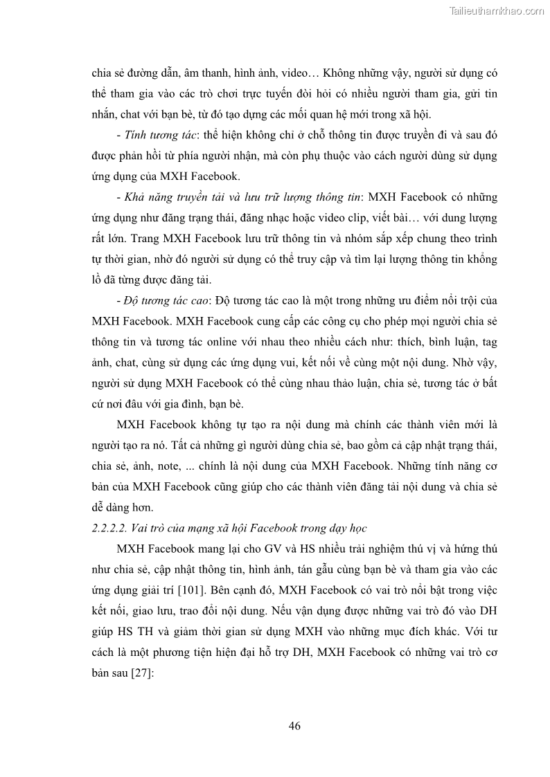 Luận án tiến sĩ Bồi dưỡng năng lực tự học của học sinh trong dạy học một số kiến thức Cơ học và Điện từ học Vật lí THPT với sự hỗ trợ của mạng xã hội Facebook - 6 Trang 61