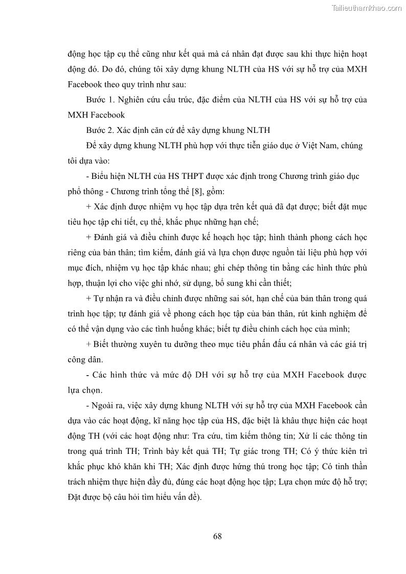 Luận án tiến sĩ Bồi dưỡng năng lực tự học của học sinh trong dạy học một số kiến thức Cơ học và Điện từ học Vật lí THPT với sự hỗ trợ của mạng xã hội Facebook - 7 Trang 83