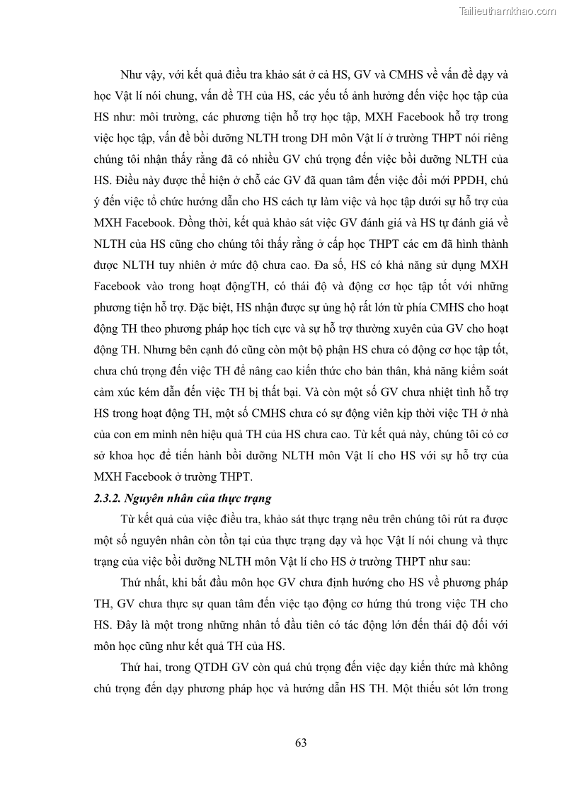 Luận án tiến sĩ Bồi dưỡng năng lực tự học của học sinh trong dạy học một số kiến thức Cơ học và Điện từ học Vật lí THPT với sự hỗ trợ của mạng xã hội Facebook - 7 Trang 78