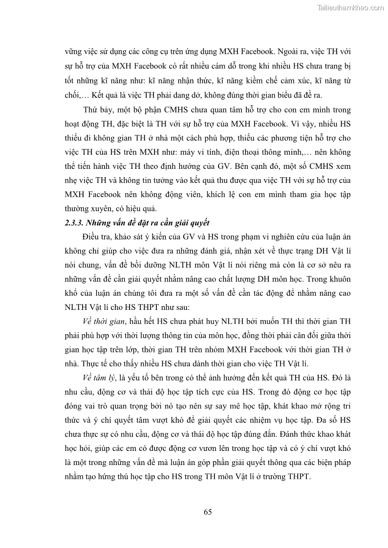 Luận án tiến sĩ Bồi dưỡng năng lực tự học của học sinh trong dạy học một số kiến thức Cơ học và Điện từ học Vật lí THPT với sự hỗ trợ của mạng xã hội Facebook - 7 Trang 80