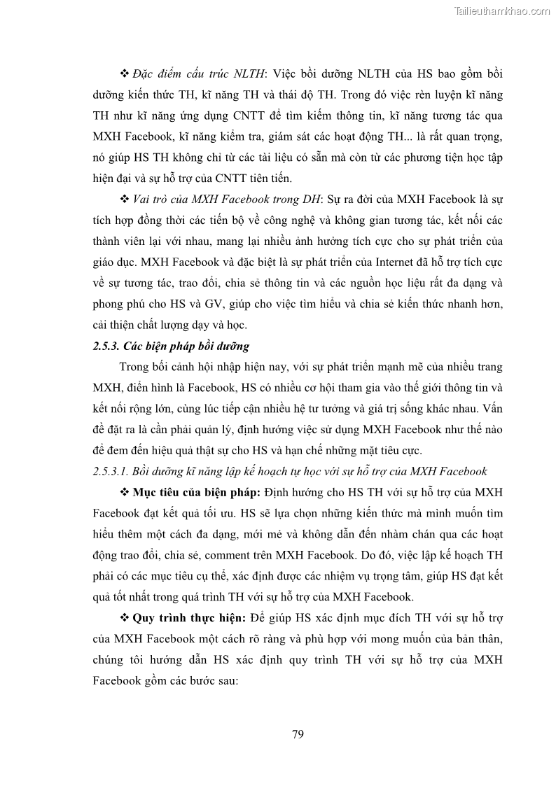 Luận án tiến sĩ Bồi dưỡng năng lực tự học của học sinh trong dạy học một số kiến thức Cơ học và Điện từ học Vật lí THPT với sự hỗ trợ của mạng xã hội Facebook - 8 Trang 94