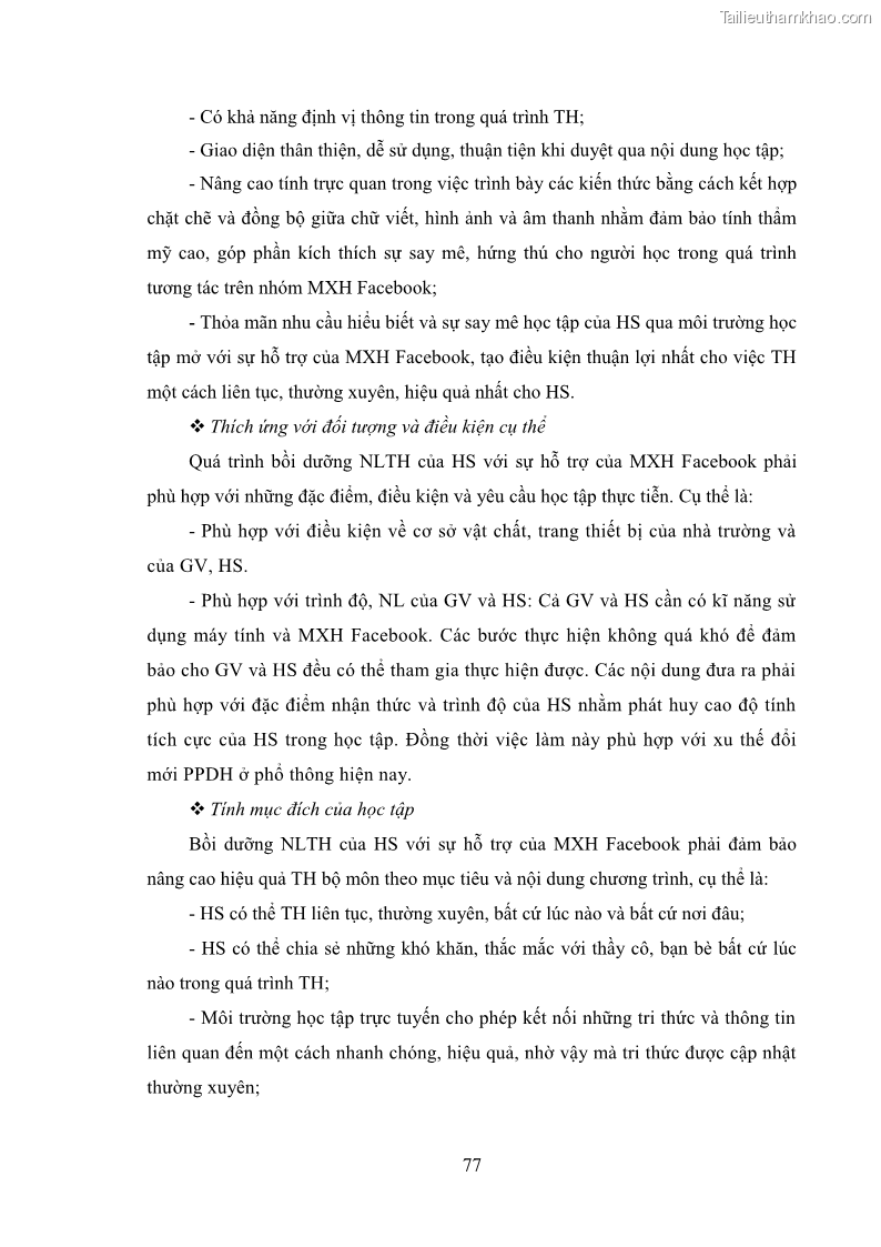 Luận án tiến sĩ Bồi dưỡng năng lực tự học của học sinh trong dạy học một số kiến thức Cơ học và Điện từ học Vật lí THPT với sự hỗ trợ của mạng xã hội Facebook - 8 Trang 92