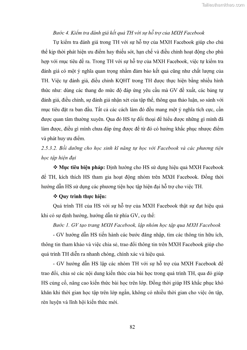 Luận án tiến sĩ Bồi dưỡng năng lực tự học của học sinh trong dạy học một số kiến thức Cơ học và Điện từ học Vật lí THPT với sự hỗ trợ của mạng xã hội Facebook - 9 Trang 97