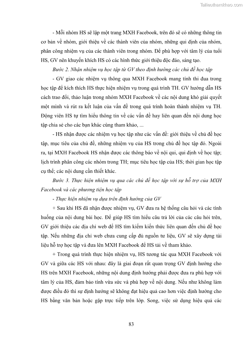 Luận án tiến sĩ Bồi dưỡng năng lực tự học của học sinh trong dạy học một số kiến thức Cơ học và Điện từ học Vật lí THPT với sự hỗ trợ của mạng xã hội Facebook - 9 Trang 98
