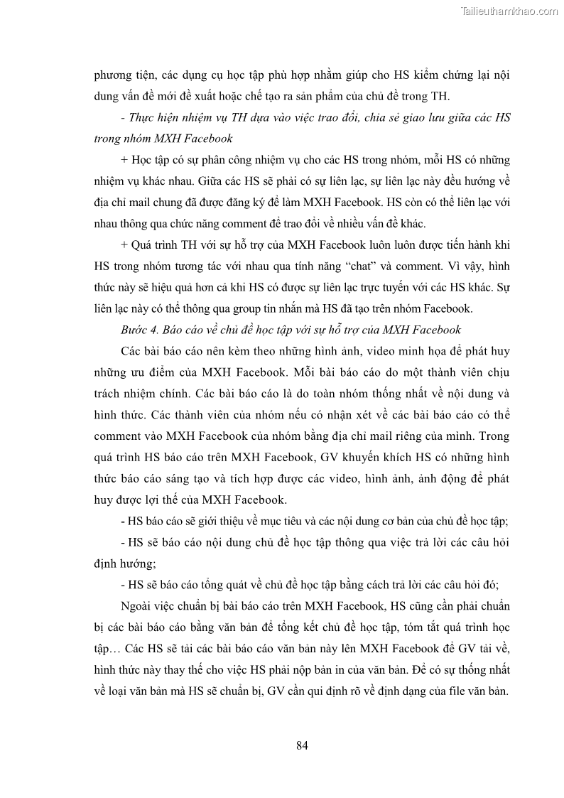 Luận án tiến sĩ Bồi dưỡng năng lực tự học của học sinh trong dạy học một số kiến thức Cơ học và Điện từ học Vật lí THPT với sự hỗ trợ của mạng xã hội Facebook - 9 Trang 99