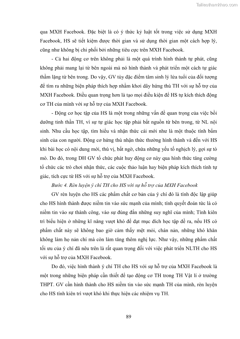 Luận án tiến sĩ Bồi dưỡng năng lực tự học của học sinh trong dạy học một số kiến thức Cơ học và Điện từ học Vật lí THPT với sự hỗ trợ của mạng xã hội Facebook - 9 Trang 104
