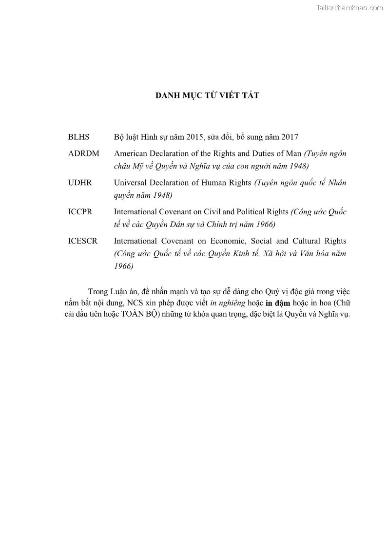 Luận án tiến sĩ luật học Nghĩa vụ con người trong pháp luật quốc tế và pháp luật Việt Nam - 1 Trang 7