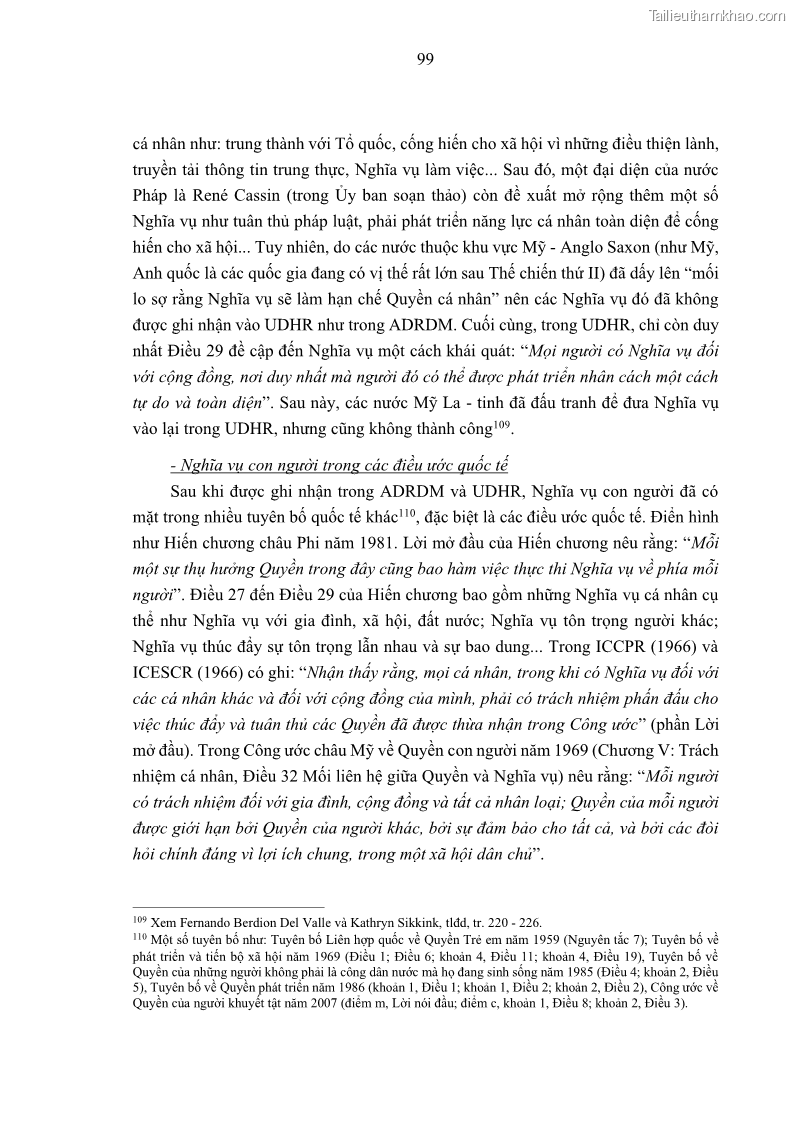 Luận án tiến sĩ luật học Nghĩa vụ con người trong pháp luật quốc tế và pháp luật Việt Nam - 10 Trang 110