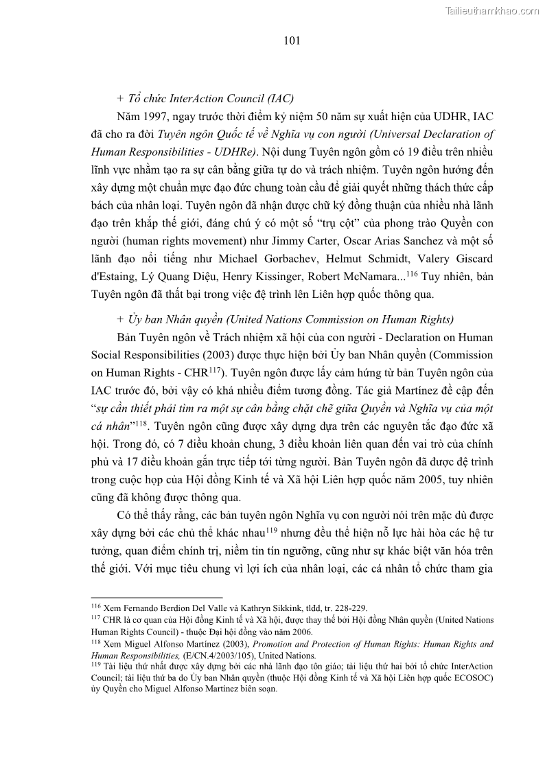 Luận án tiến sĩ luật học Nghĩa vụ con người trong pháp luật quốc tế và pháp luật Việt Nam - 10 Trang 112